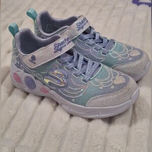 Skechers Magical Collection Girls Light-Up Sneakers Sparkle Mermaid Hearts Sz 3